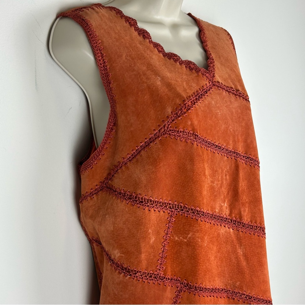 Vintage Jon Lawrence Ltd Orange Patchwork Leather… - image 3